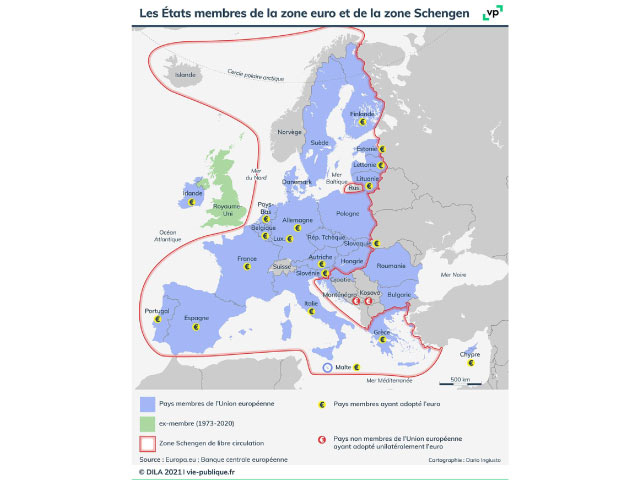 La zone Schengen après l'entrée de la Croatie le 1 janvier 2023